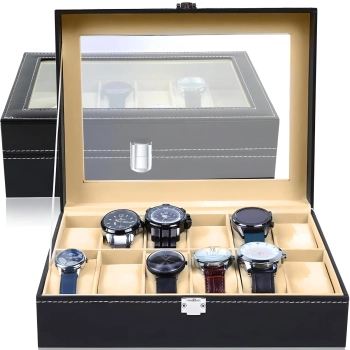  Pudełko organizer box na zegarki lub biżuterię 12 przegród - czarne - zdj. dodatkowe 1