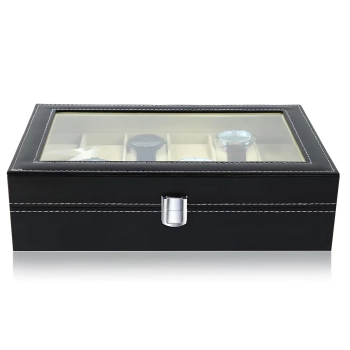  Pudełko organizer box na zegarki lub biżuterię 12 przegród - czarne - zdj. dodatkowe 2