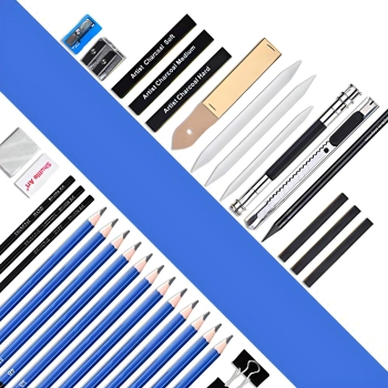  Zestaw artystyczny ołówków przyborów do szkicowania rysowania w etui - 32 el. - zdj. dodatkowe 2