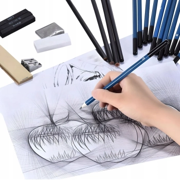  Zestaw artystyczny ołówków przyborów do szkicowania rysowania w etui - 32 el. - zdj. dodatkowe 3