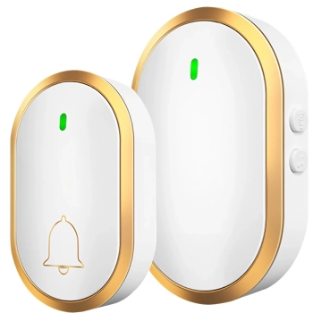 Dzwonek do drzwi bramy bezprzewodowy wodoodporny 300 m - biało złoty