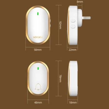  Dzwonek do drzwi bramy bezprzewodowy wodoodporny 300 m - biało złoty - zdj. dodatkowe 3