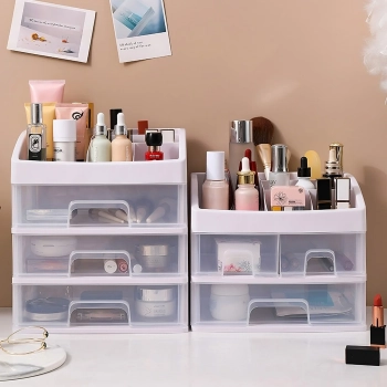  Organizer łazienkowy na kosmetyki biżuterię 3 szuflady 6 przegród - biały - zdj. dodatkowe 3
