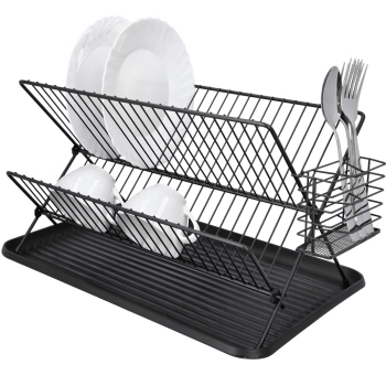 Suszarka do naczyń ociekacz dwupoziomowy metalowy czarny