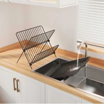  Suszarka do naczyń ociekacz dwupoziomowy metalowy czarny - zdj. dodatkowe 2