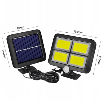  Lampa solarna zewnętrzna z czujnikiem ruchu zmierzchu 128 LED 2200 W - zdj. dodatkowe 3