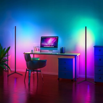 Lampa podłogowa narożna z pilotem 256 barw RGB LED 150 cm - zdj. dodatkowe 2