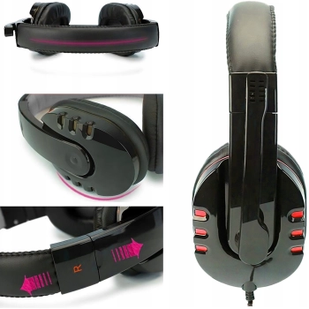  Słuchawki gamingowe z mikrofonem dla graczy LED - zdj. dodatkowe 3