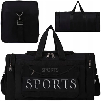 Torba podróżna sportowa na ramię 3 kieszenie - czarna
