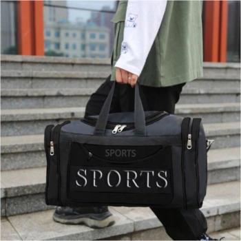  Torba podróżna sportowa na ramię 3 kieszenie - czarna - zdj. dodatkowe 3