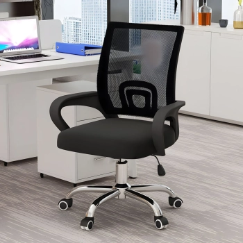  Fotel biurowy obrotowy na kółkach z siatki do 150 kg - czarny - zdj. dodatkowe 2