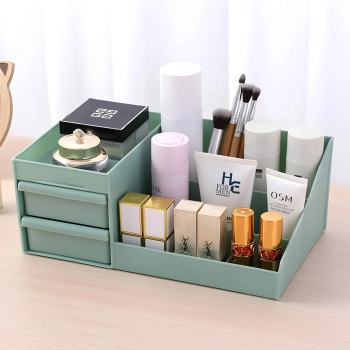  Organizer łazienkowy na kosmetyki biżuterię 2 szuflady 7 przegród - zielony - zdj. dodatkowe 3