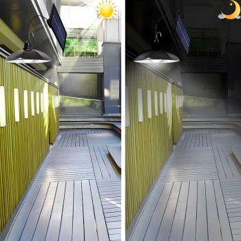  Lampa solarna wisząca ogrodowa wodoodporna 3 tryby pilot LED - zdj. dodatkowe 1