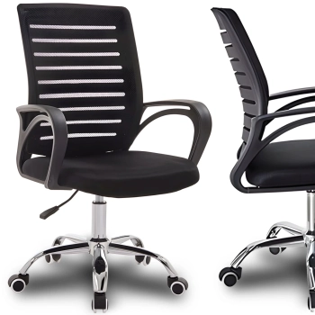 Fotel biurowy obrotowy na kółkach wentylowany do 150 kg - czarny