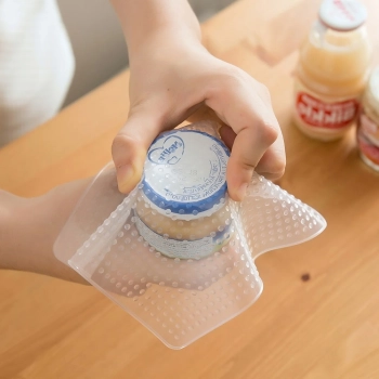  Pokrywki silikonowe uniwersalne do żywności pojemników - 4 szt. - zdj. dodatkowe 1