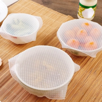  Pokrywki silikonowe uniwersalne do żywności pojemników - 4 szt. - zdj. dodatkowe 3