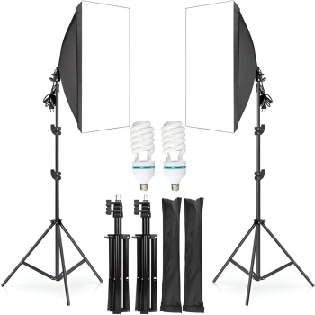 Zestaw fotograficzny studyjny 2x statyw 2x softbox 50 x 70 cm 2x żarówka 135 W - zdj. dodatkowe 1