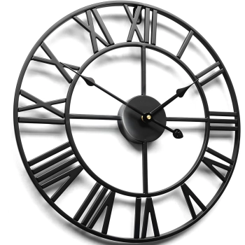  Zegar ścienny retro cyfry rzymskie LOFT śr. 50 cm - czarny - zdj. dodatkowe 1