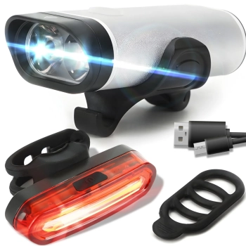  Lampka rowerowa akumulatorowa przód tył 3 tryby 1800 mAh - 2 szt. - zdj. dodatkowe 1