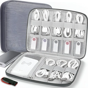 Organizer podróżny etui na kable przewody ładowarki 8 przegród - zdj. dodatkowe 1
