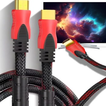  Kabel przewód HDMI FullHD 4K 3D 4.5 m - czarno czerwony - zdj. dodatkowe 2