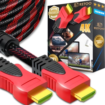  Kabel przewód HDMI FullHD 4K 3D 4.5 m - czarno czerwony - zdj. dodatkowe 3