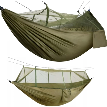 Hamak dwuosobowy turystyczny survivalowy z moskitierą 260 x 140 cm