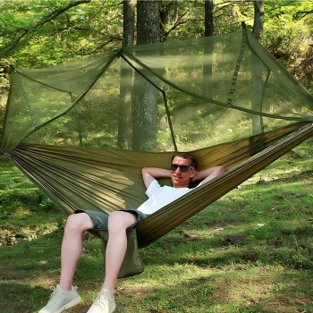  Hamak dwuosobowy turystyczny survivalowy z moskitierą 260 x 140 cm - zdj. dodatkowe 3