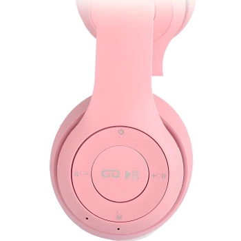  Słuchawki bezprzewodowe dla dzieci FM Bluetooth świecące LED SD kot - różowe - zdj. dodatkowe 1