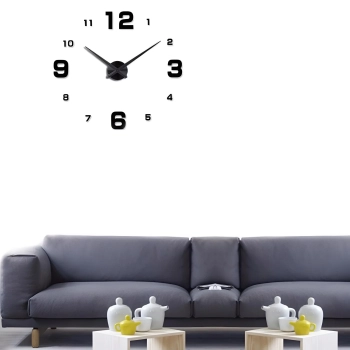  Zegar ścienny 3D nowoczesny przyklejany XXL śr. 70-130 cm - czarny - zdj. dodatkowe 3