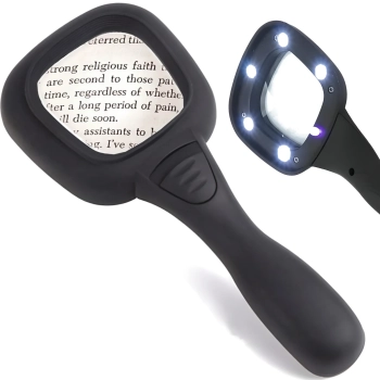 Lupa szkło powiększające 3x z podświetleniem do czytania pracy 5 LED