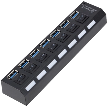  HUB rozdzielacz USB-A 3.0 z włącznikami podświetlaniem 7 portów - zdj. dodatkowe 2