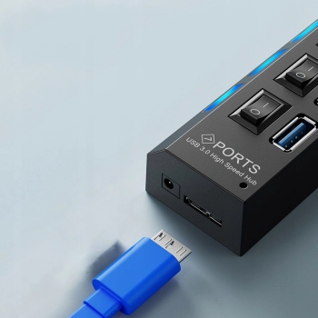  HUB rozdzielacz USB-A 3.0 z włącznikami podświetlaniem 7 portów - zdj. dodatkowe 3