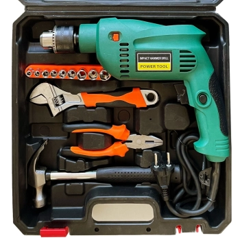  Zestaw narzędzi z wiertarką udarową młotek kombinerki wiertła 550 W - 37 el. - zdj. dodatkowe 2