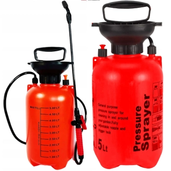 Opryskiwacz ogrodowy ręczny ciśnieniowy 5 l - czerwony