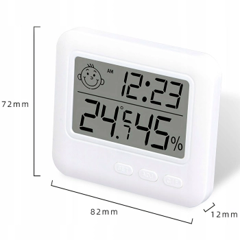  Termometr higrometr pokojowy stojący z zegarkiem budzikiem LCD - zdj. dodatkowe 3