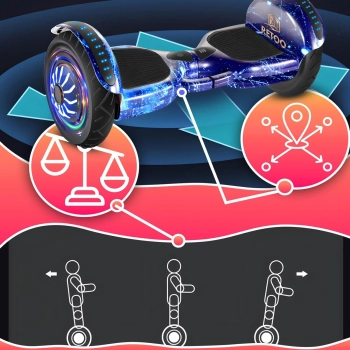  Deskorolka elektryczna Hoverboard z głośnikiem Bluetooth światłem LED ochraniaczami 6.5'' - zdj. dodatkowe 2