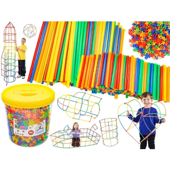 Słomki Konstrukcyjne, Klocki, Patyczki ok. 900 Sztuk Wiaderko