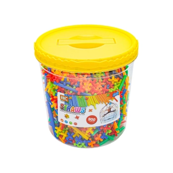 Słomki Konstrukcyjne, Klocki, Patyczki ok. 900 Sztuk Wiaderko