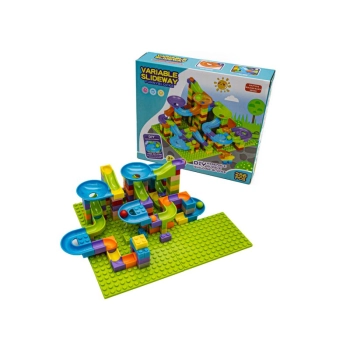 Tor Kulkowy Z Klockami 256 elementów, Kolorowe Klocki