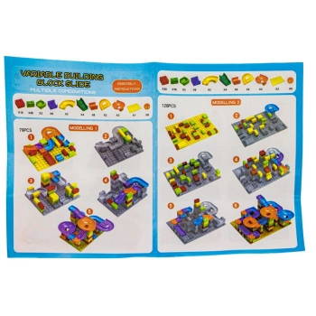 Tor Kulkowy Z Klockami 256 elementów, Kolorowe Klocki
