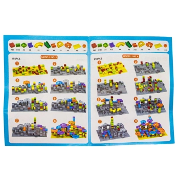 Tor Kulkowy Z Klockami 256 elementów, Kolorowe Klocki