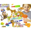 Kreatywna Mozaika ZOO W Walizce 198 el. Układanka 3D, Klocki, Wkrętarka Zestaw Konstrukcyjny
