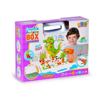 Kreatywna Mozaika ZOO W Walizce 198 el. Układanka 3D, Klocki, Wkrętarka Zestaw Konstrukcyjny