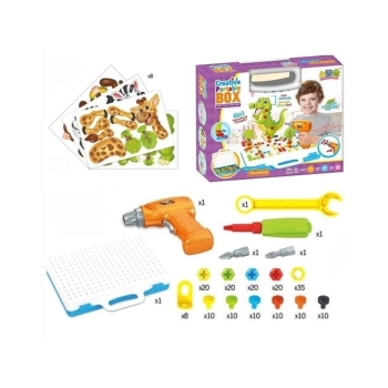 Kreatywna Mozaika ZOO W Walizce 198 el. Układanka 3D, Klocki, Wkrętarka Zestaw Konstrukcyjny