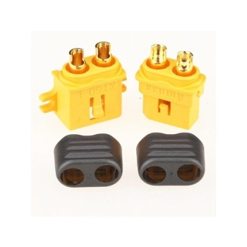Wtyki XT60-L z osłoną i stopką - Konektor XT60-L - kompletne złącze wysokoprądowe - 1 para - AMASS
