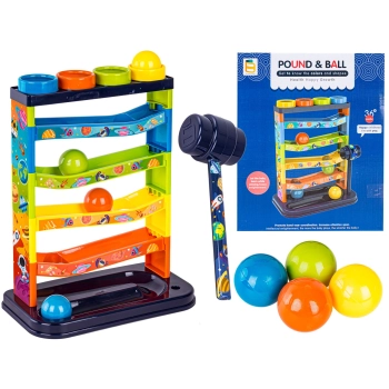 3w1 Zjeżdżalnia z piłeczkami, Młotek, Zbijak, Tor Kulkowy, Kulodrom, Zabawka interaktywna Pound & Ball