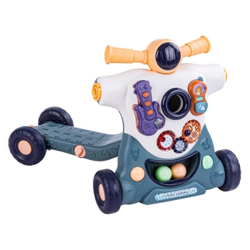 Chodzik Edukacyjny 3w1 Pchacz Hulajnoga Jeździk Niebieski