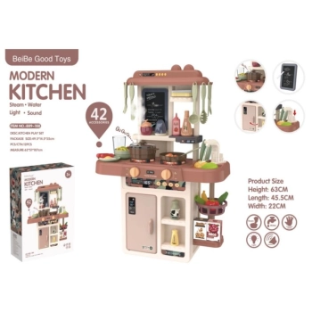 Multifunkcyjna Kuchnia Z Lodówką I Płytą Gazową, Beżowo-brązowa