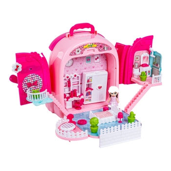 Domek Dla Lalek Toaletka W Walizce Plecak Zestaw 3w1 + Akcesoria